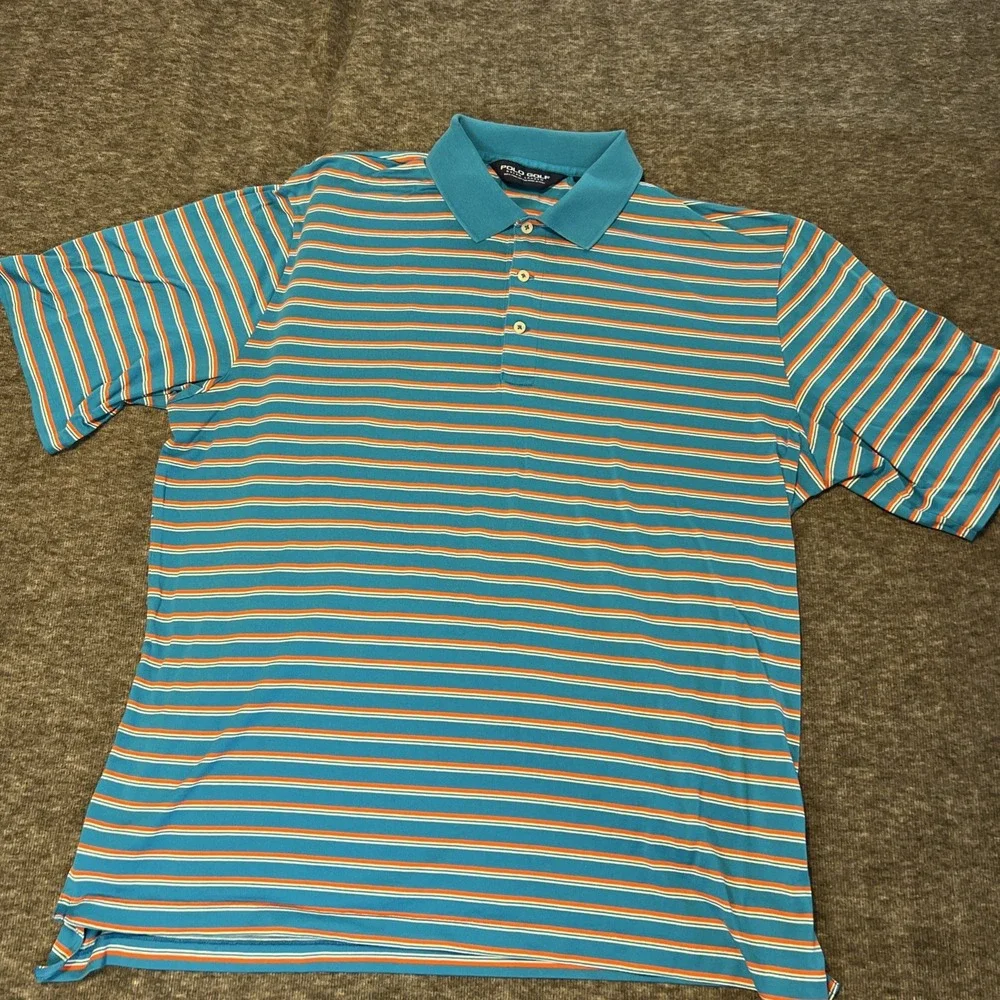 Polo Golf Ralph Lauren Men's Large Casual Work Shirt 100% Pima‎ Cotton Striped